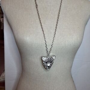 Amrita Singh Silver Crystal Panther Pendant Necklace NEW